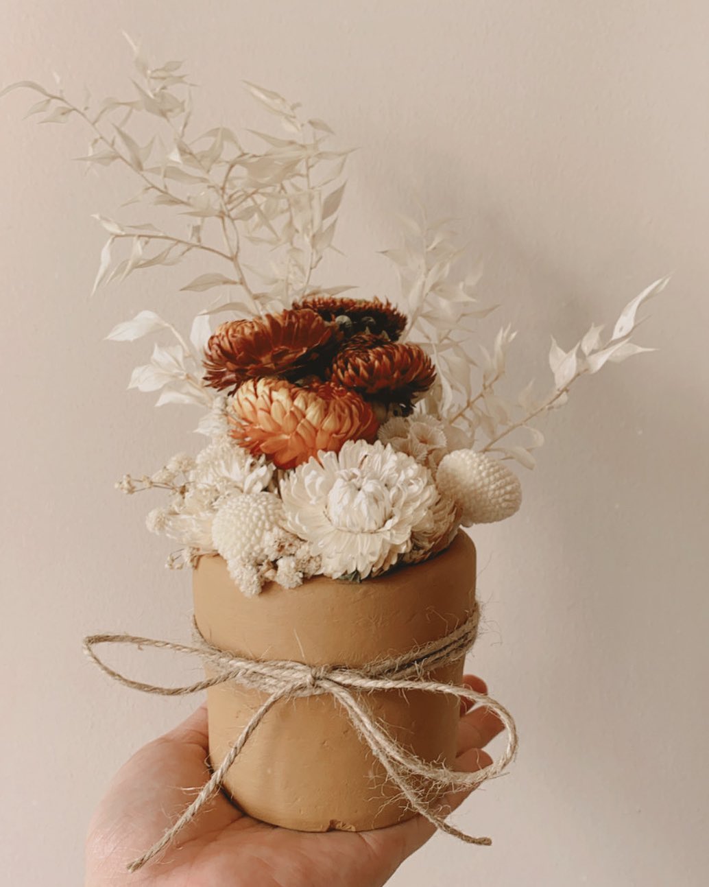 a vase of dried flowers