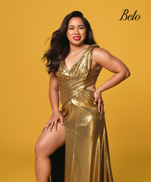 Hidilyn Diaz Wearing Gold Dress